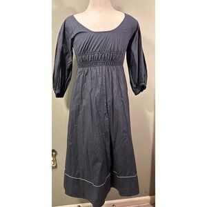 Proenza Schouler White Label Black Knit Paneled Malia Midi Dress Sz 6 Peasant